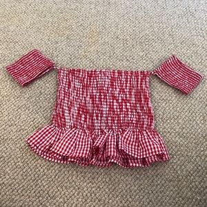 Gingham off the shoulder top